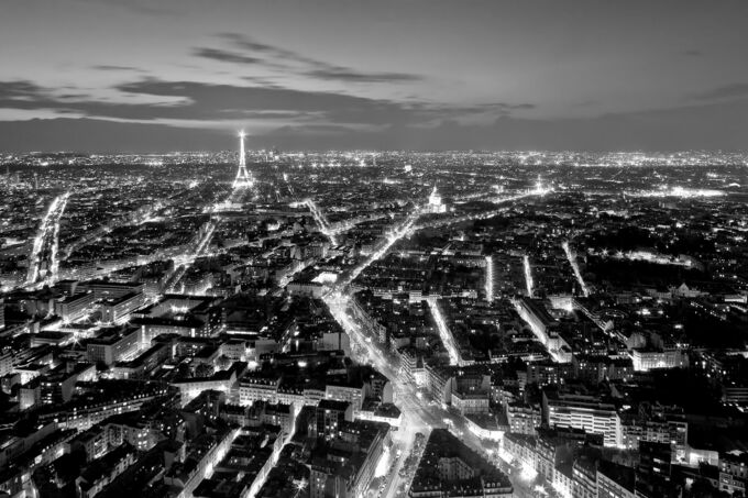 Paris cityscape at Night (B+W)