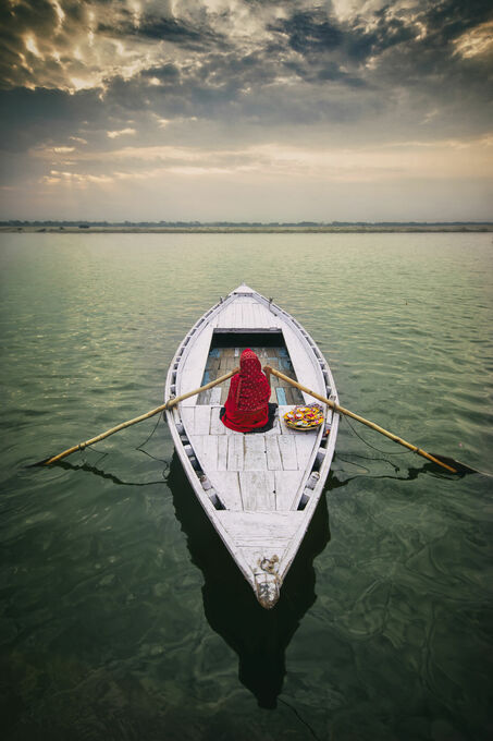 The Woman in Red in Varanasi