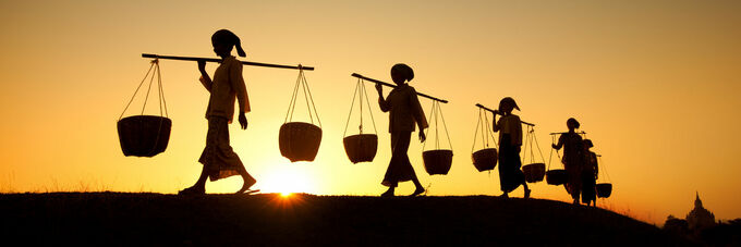 Workers in Bagan, Burma