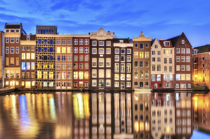 Amsterdamse huisjes Damrak