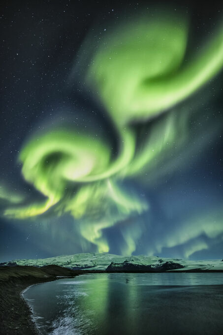 Aurora over Jokulsarlon Lagoon