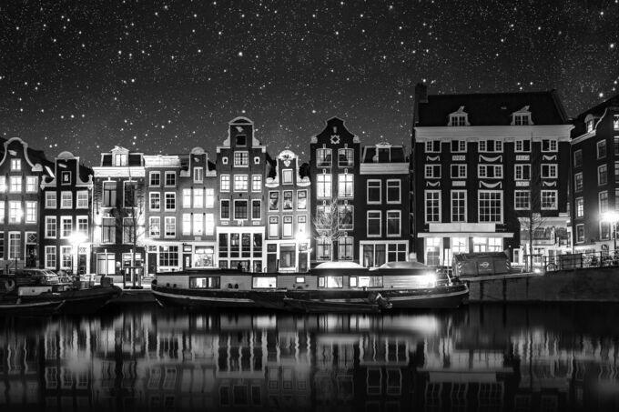 Starry Amsterdam (zwart-wit)