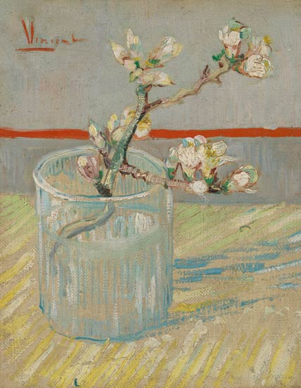 Bloeiend amandeltakje in een glas - Van Gogh