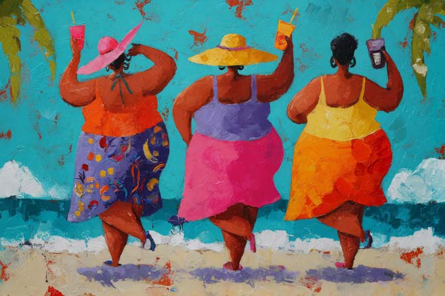 Dikke Dames op het strand