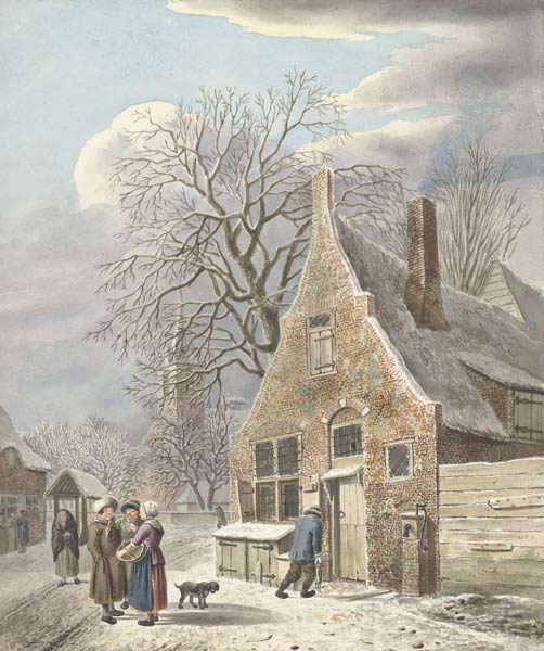 Dorp onder sneeuw - Johannes Christiaan Janson