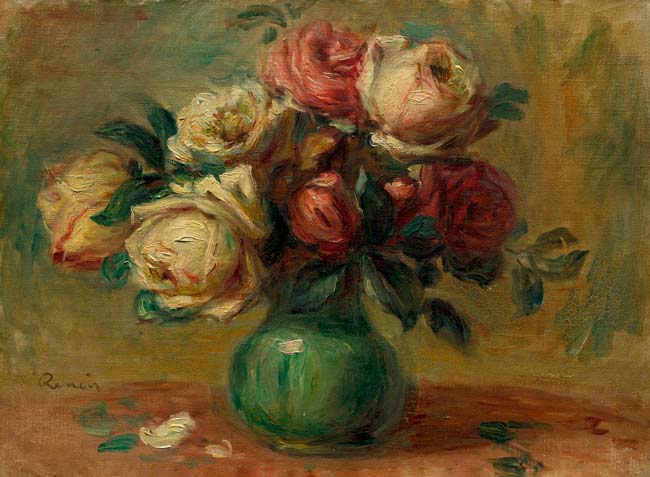Rozen in een vaas, Pierre-Auguste Renoir