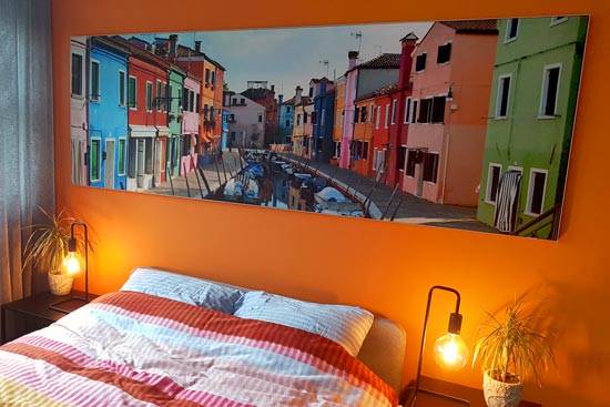 Burano schilderij foto in slaapkamer